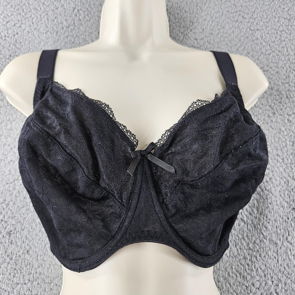 Freya Bra Womens‎ 34K Black Underwire Lace Unlined Sheer AA1012BLK